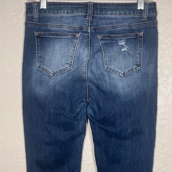Enjean Women Size 7/28 High Rise Destructed Skinny Jeans Dark Wash Comfort - Picture 7 of 16